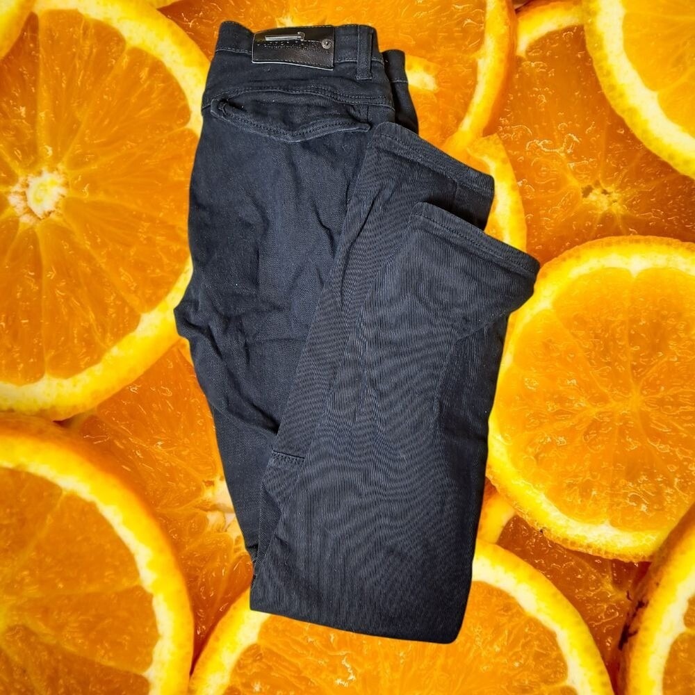 Copper Rivet Cargo Pants Moto Style Zippers Black Denim Pants‎ Size L